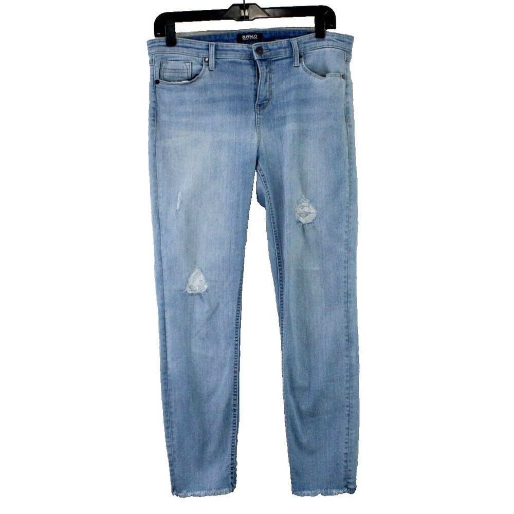 Buffalo David Bitton Jess Mid Rise Rip Repair Skinny Jeans Light Wash Size 10/30
